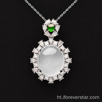 Glas blan jadeite jade 18k solid lò pendant